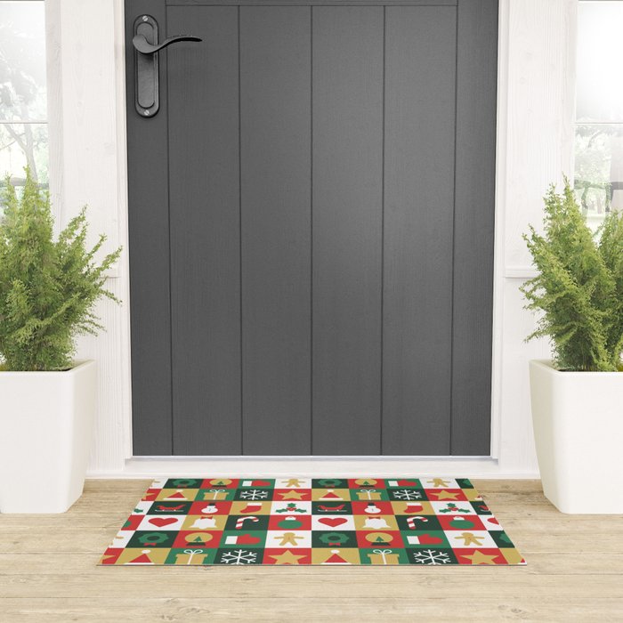 Christmas mosaic geometric pattern Welcome Mat Gallery Image 3