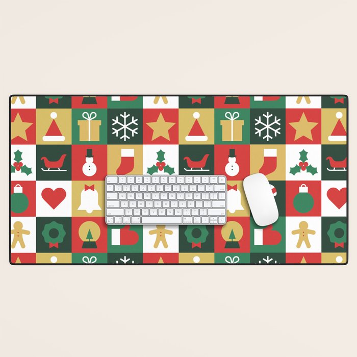 Christmas mosaic geometric pattern Desk Mat Gallery Image 1