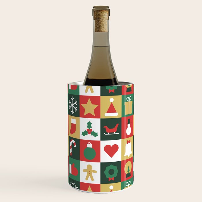 Christmas Mosaic Geometric Pattern Wine Chiller