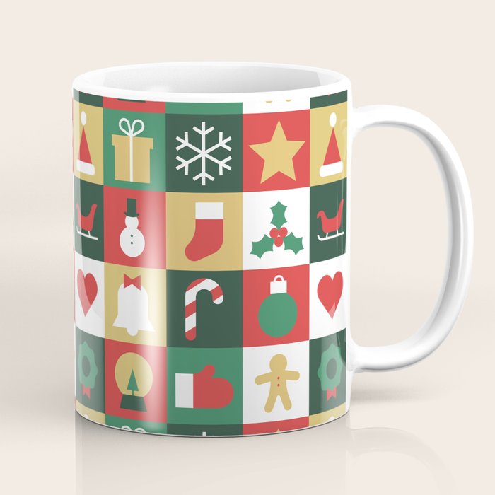 Christmas mosaic geometric pattern Coffee Mug Gallery Image 1