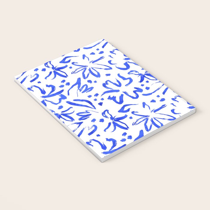 Hand drawn blue flower art pattern Notebook Gallery Image 3