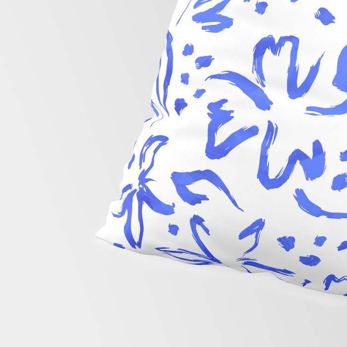 Hand drawn blue flower art pattern Pillow Sham Gallery Image 4