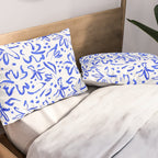 Hand drawn blue flower art pattern Pillow Sham Gallery Image 2