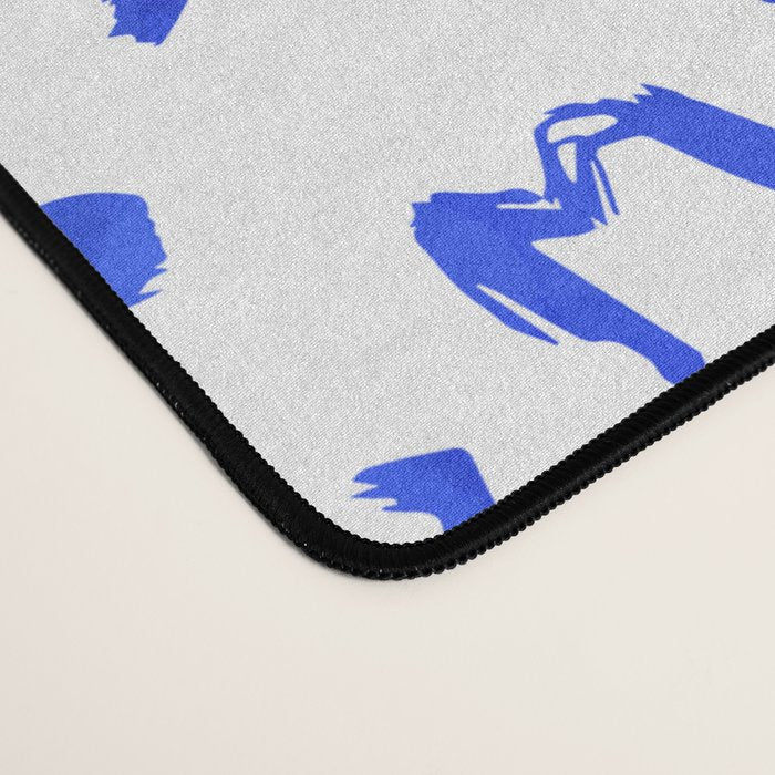Hand drawn blue flower art pattern Desk Mat Gallery Image 4