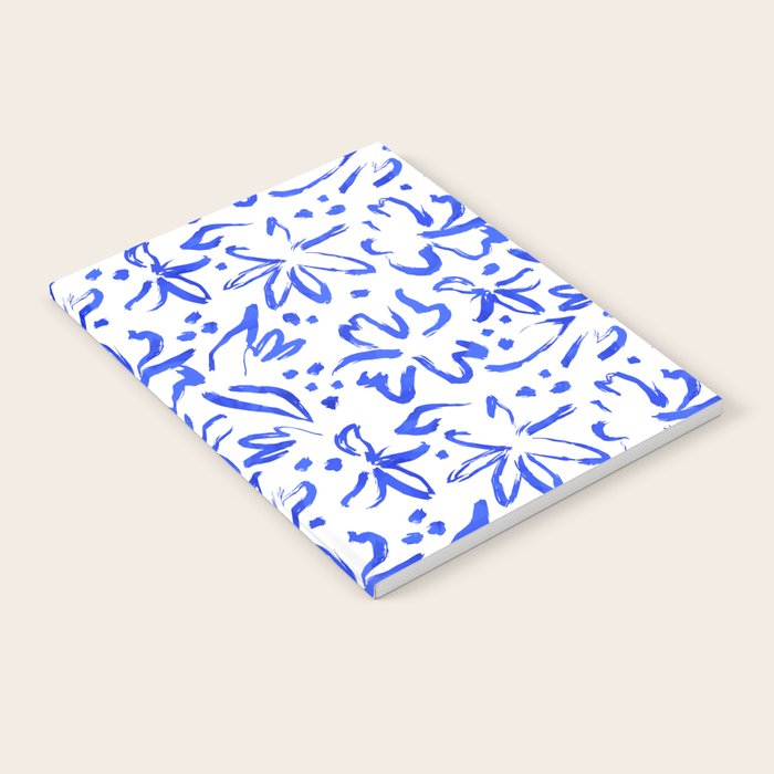Hand drawn blue flower art pattern Notebook Gallery Image 1