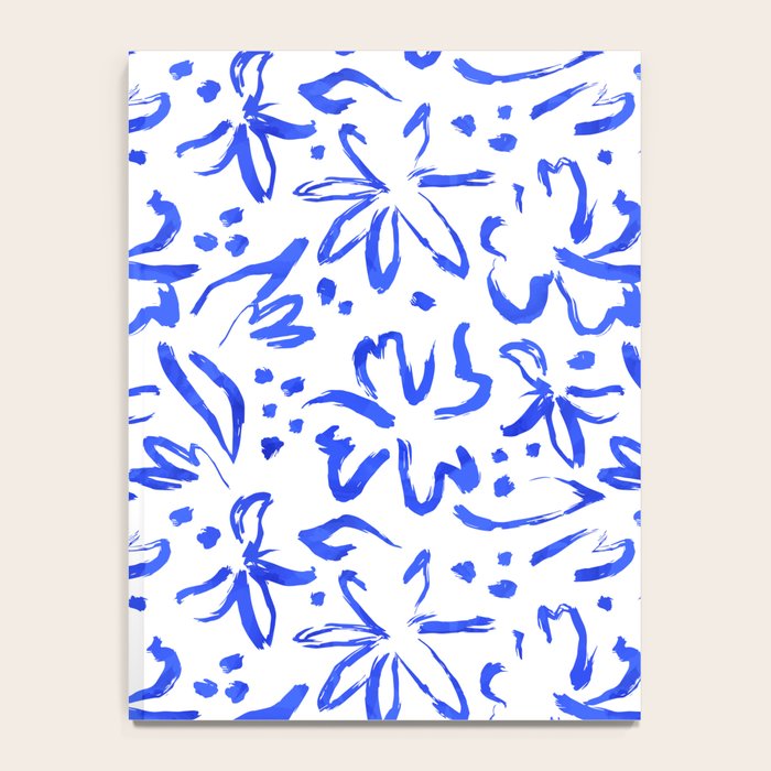 Hand drawn blue flower art pattern Notebook Gallery Image 4