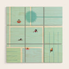 Saturdays At The Pool Illustration Wood Wall Art Gallery Image 1