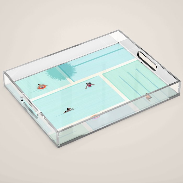 Saturdays At The Pool Illustration Acrylic Tray Gallery Image 1