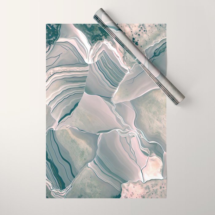 Agate Glow, Abstract Nature Rocks Photography, Texture Graphic Subdued, Grey Pink Geometric Pattern, Eclectic Contemporary Modern Boho Wrapping Paper Gallery Image 1