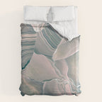 Agate Glow, Abstract Nature Rocks Photography, Texture Graphic Subdued, Grey Pink Geometric Pattern, Eclectic Contemporary Modern Boho Duvet Cover Gallery Image 6