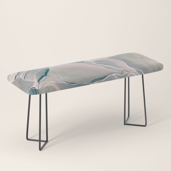 Agate Glow, Abstract Nature Rocks Photography, Texture Graphic Subdued, Grey Pink Geometric Pattern, Eclectic Contemporary Modern Boho Bench Gallery Image 1