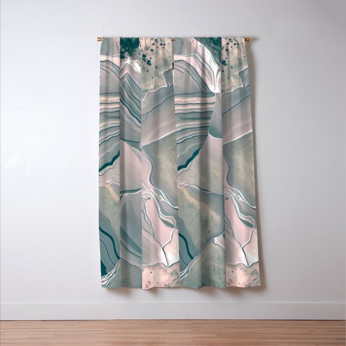 Agate Glow, Abstract Nature Rocks Photography, Texture Graphic Subdued, Grey Pink Geometric Pattern, Eclectic Contemporary Modern Boho Window Curtain Gallery Image 3