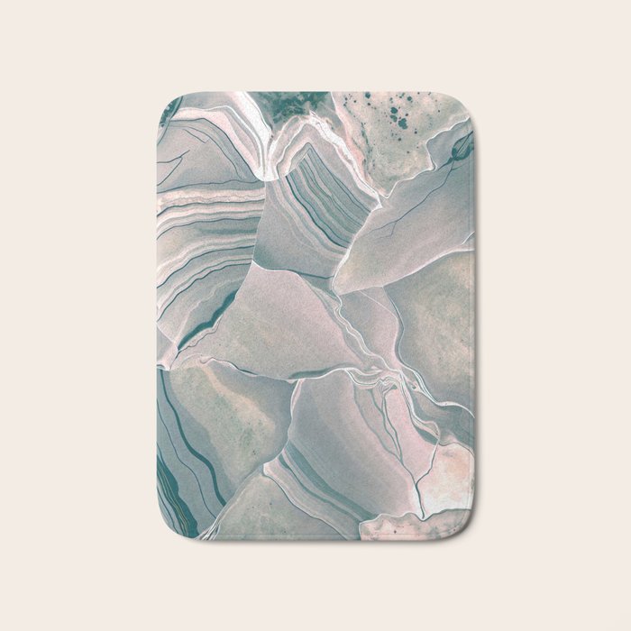 Agate Glow, Abstract Nature Rocks Photography, Texture Graphic Subdued, Grey Pink Geometric Pattern, Eclectic Contemporary Modern Boho Bath Mat Gallery Image 1