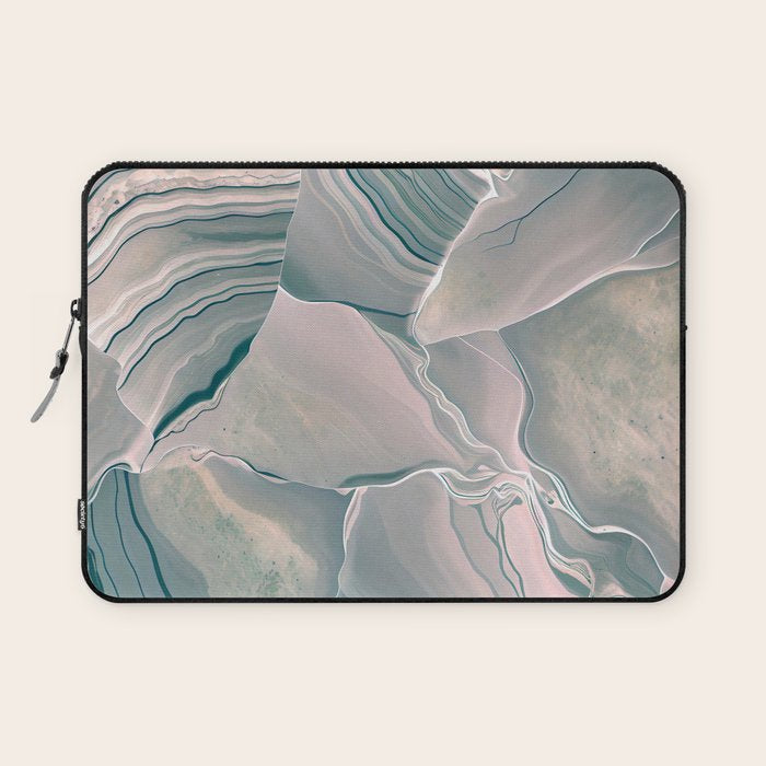 Agate Glow, Abstract Nature Rocks Photography, Texture Graphic Subdued, Grey Pink Geometric Pattern, Eclectic Contemporary Modern Boho Laptop Sleeve Gallery Image 1