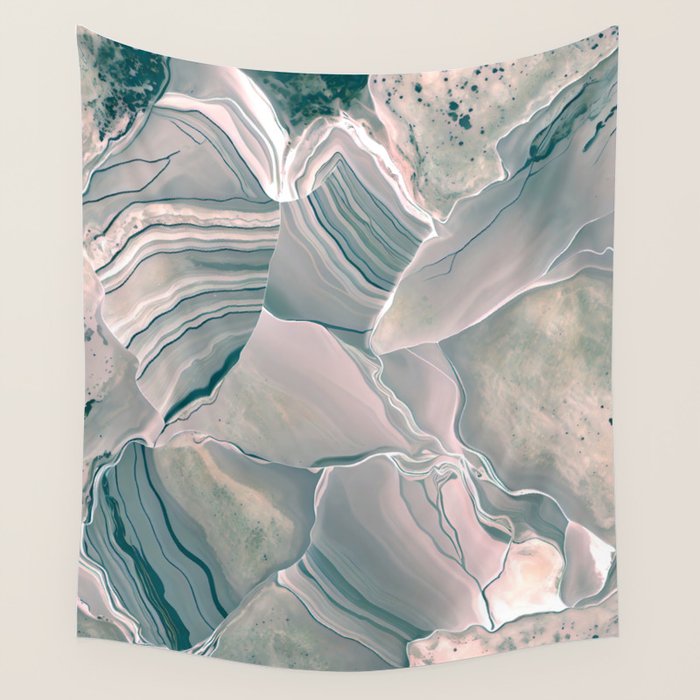 Agate Glow, Abstract Nature Rocks Photography, Texture Graphic Subdued, Grey Pink Geometric Pattern, Eclectic Contemporary Modern Boho Wall Tapestry Gallery Image 4