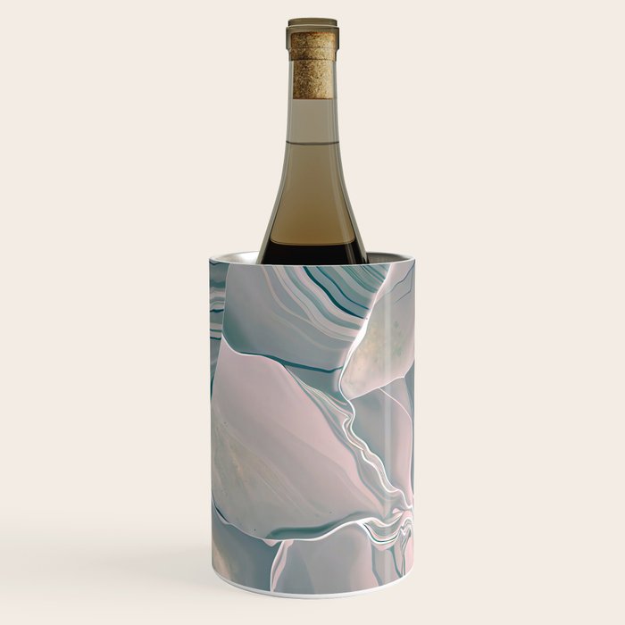 Agate Glow, Abstract Nature Rocks Photography, Texture Graphic Subdued, Grey Pink Geometric Pattern, Eclectic Contemporary Modern Boho Wine Chiller Gallery Image 1
