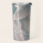Agate Glow, Abstract Nature Rocks Photography, Texture Graphic Subdued, Grey Pink Geometric Pattern, Eclectic Contemporary Modern Boho Travel Mug Gallery Image 2