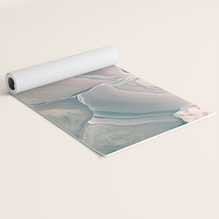 Agate Glow, Abstract Nature Rocks Photography, Texture Graphic Subdued, Grey Pink Geometric Pattern, Eclectic Contemporary Modern Boho Yoga Mat Gallery Image 2