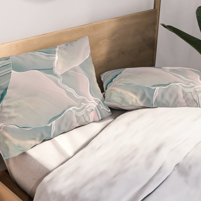 Agate Glow, Abstract Nature Rocks Photography, Texture Graphic Subdued, Grey Pink Geometric Pattern, Eclectic Contemporary Modern Boho Pillow Sham Gallery Image 2
