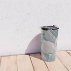 Agate Glow, Abstract Nature Rocks Photography, Texture Graphic Subdued, Grey Pink Geometric Pattern, Eclectic Contemporary Modern Boho Travel Mug Gallery Image 4