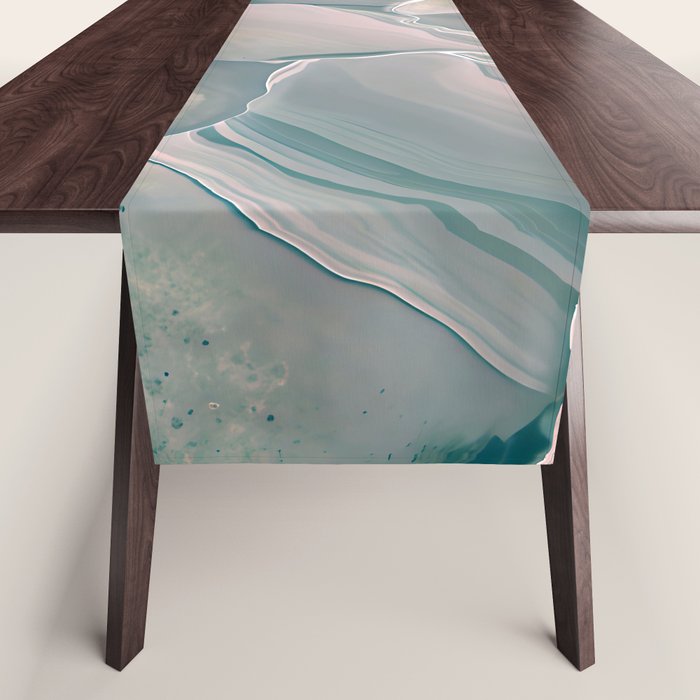Agate Glow, Abstract Nature Rocks Photography, Texture Graphic Subdued, Grey Pink Geometric Pattern, Eclectic Contemporary Modern Boho Table Runner Gallery Image 1