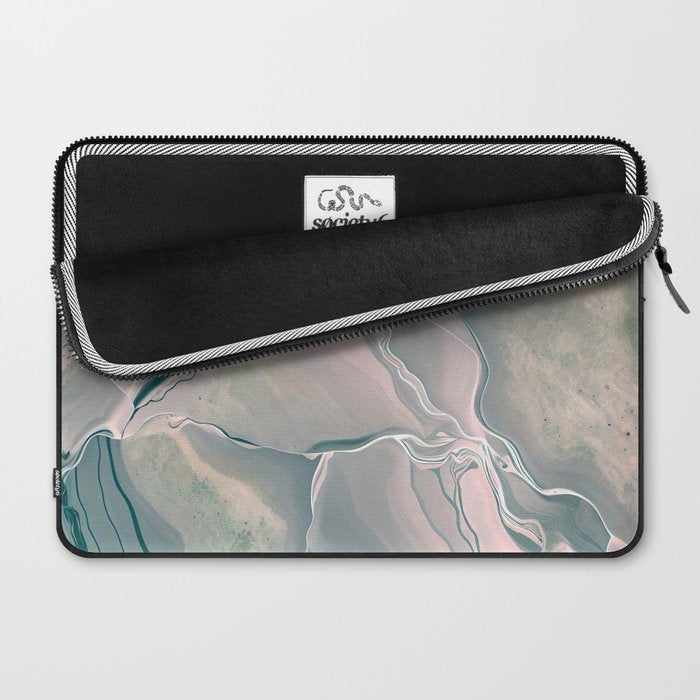 Agate Glow, Abstract Nature Rocks Photography, Texture Graphic Subdued, Grey Pink Geometric Pattern, Eclectic Contemporary Modern Boho Laptop Sleeve Gallery Image 2