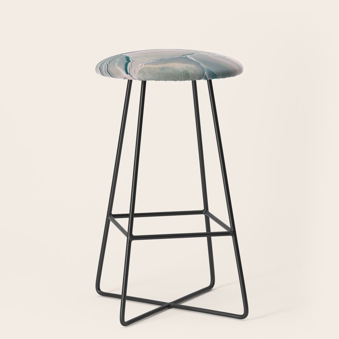 Agate Glow, Abstract Nature Rocks Photography, Texture Graphic Subdued, Grey Pink Geometric Pattern, Eclectic Contemporary Modern Boho Stool Gallery Image 1