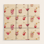  Light Glam Cocktails Theme Wood Wall Art Gallery Image 1