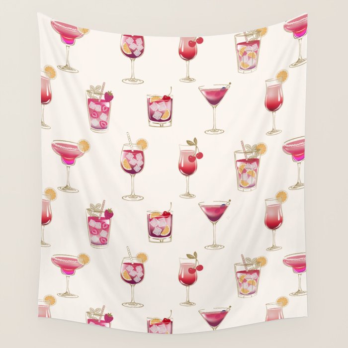  Light Glam Cocktails Theme Wall Tapestry Gallery Image 4