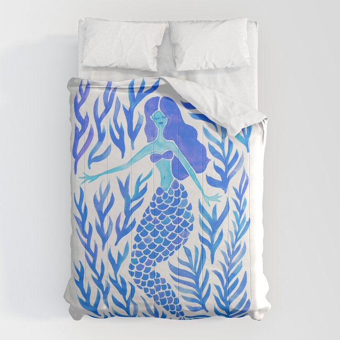 Kelp Forest Mermaid - Blue Palette Comforter Gallery Image 6