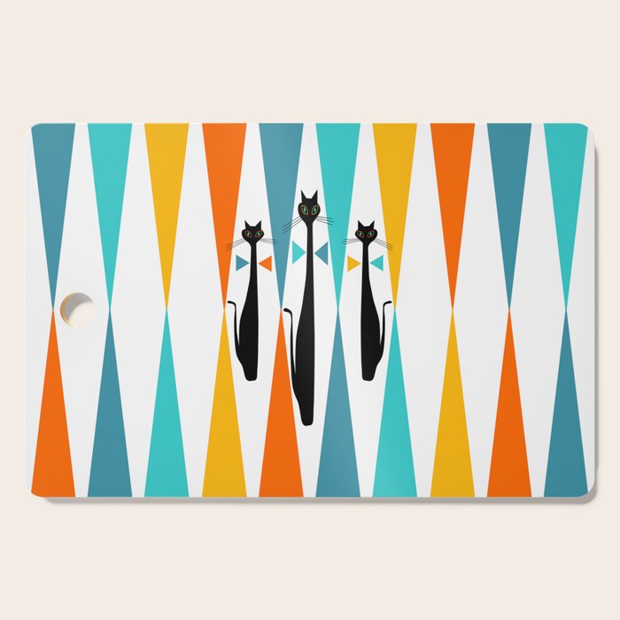 MidCentury Modern Art 10 Jester Cats Cutting Board Gallery Image 1