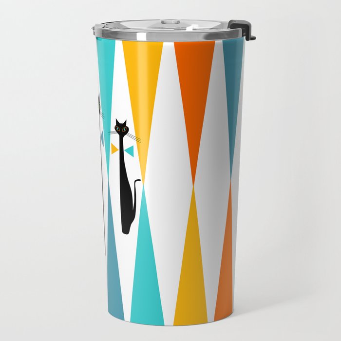 MidCentury Modern Art 10 Jester Cats Travel Mug Gallery Image 2