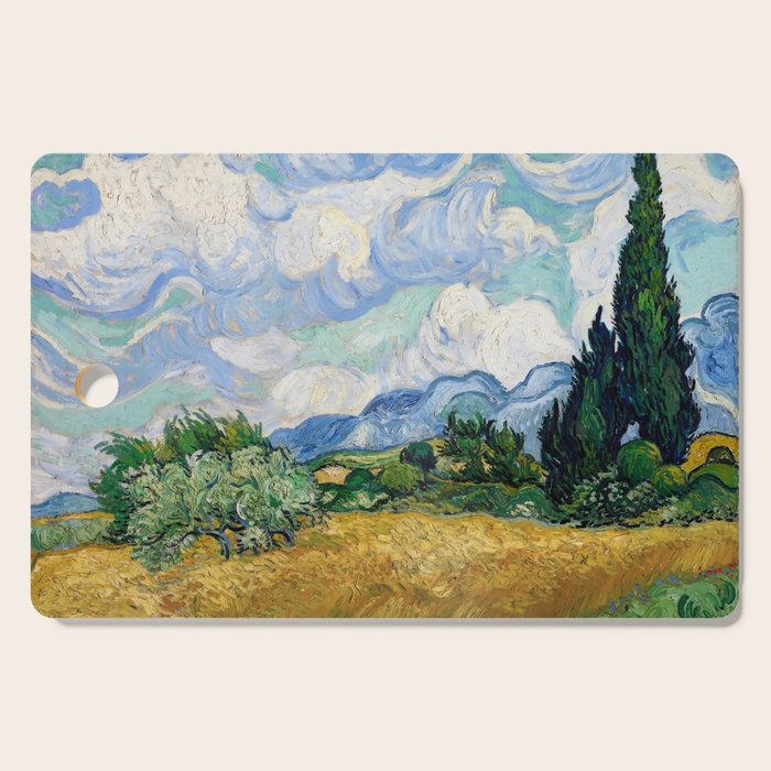 Wheat Field with Cypresses by Vincent van Gogh Cutting Board Gallery Image 1