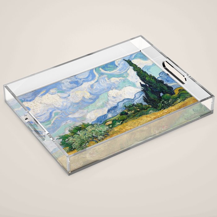 Wheat Field with Cypresses by Vincent van Gogh Acrylic Tray Gallery Image 1