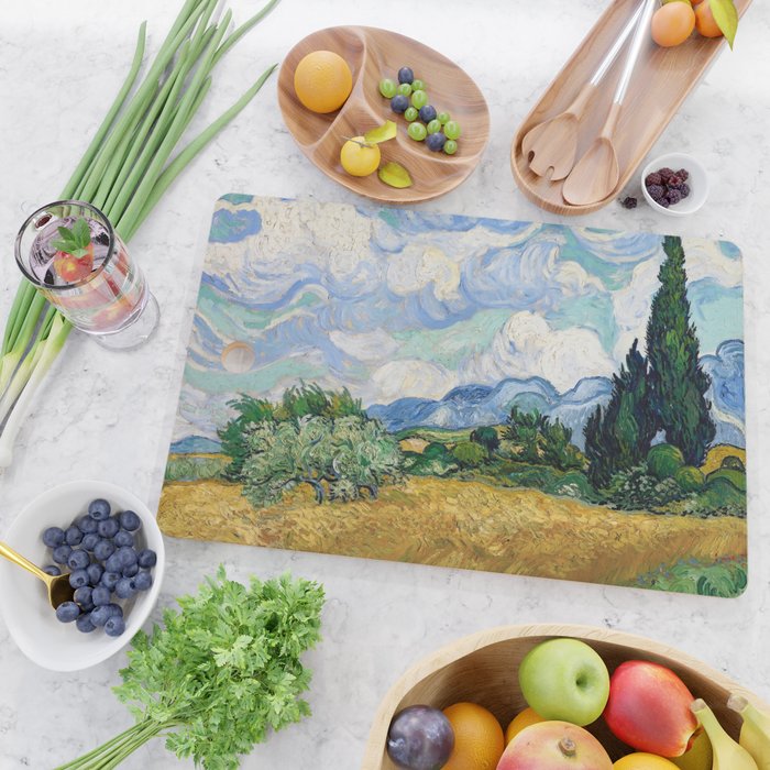 Wheat Field with Cypresses by Vincent van Gogh Cutting Board Gallery Image 2