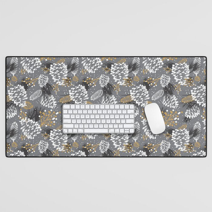 Festive Forest - Grey Desk Mat Gallery Image 1
