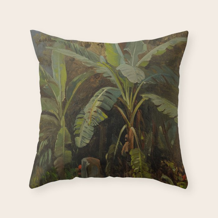  Tropical Vintage Jungle Botanicals in Earthy Greens and Lush Forest Tones Throw Pillow Gallery Image 1