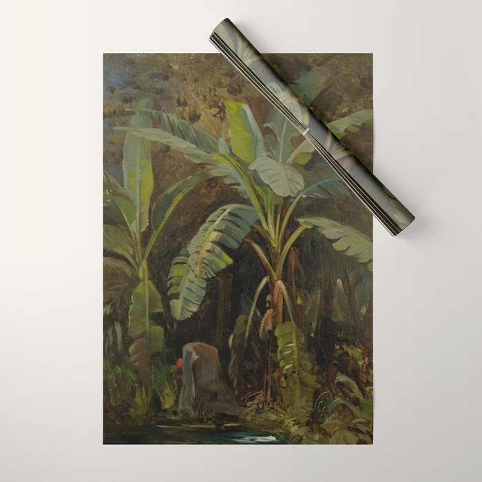  Tropical Vintage Jungle Botanicals in Earthy Greens and Lush Forest Tones Wrapping Paper Gallery Image 1