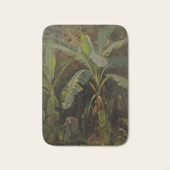  Tropical Vintage Jungle Botanicals in Earthy Greens and Lush Forest Tones Bath Mat Gallery Image 1