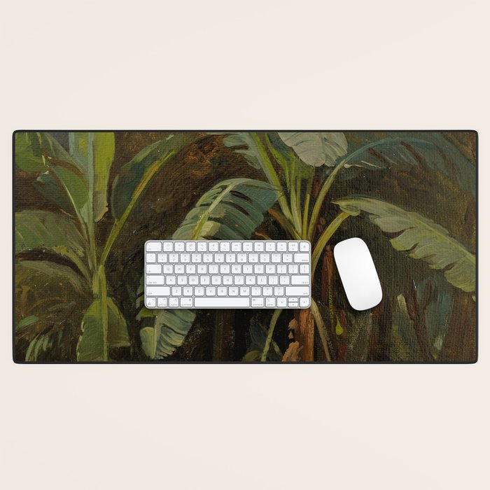  Tropical Vintage Jungle Botanicals in Earthy Greens and Lush Forest Tones Desk Mat Gallery Image 1
