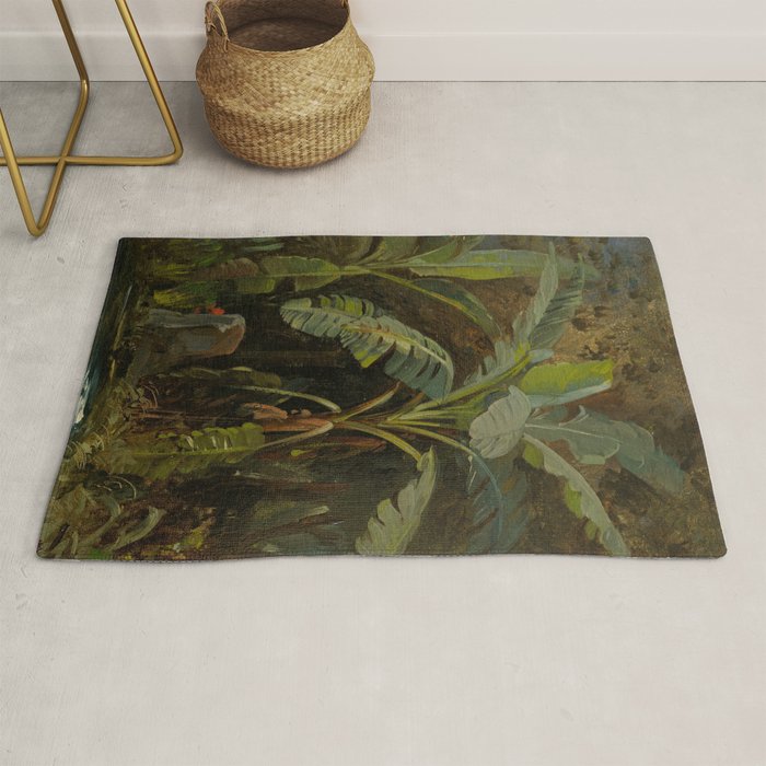  Tropical Vintage Jungle Botanicals in Earthy Greens and Lush Forest Tones Rug Gallery Image 1