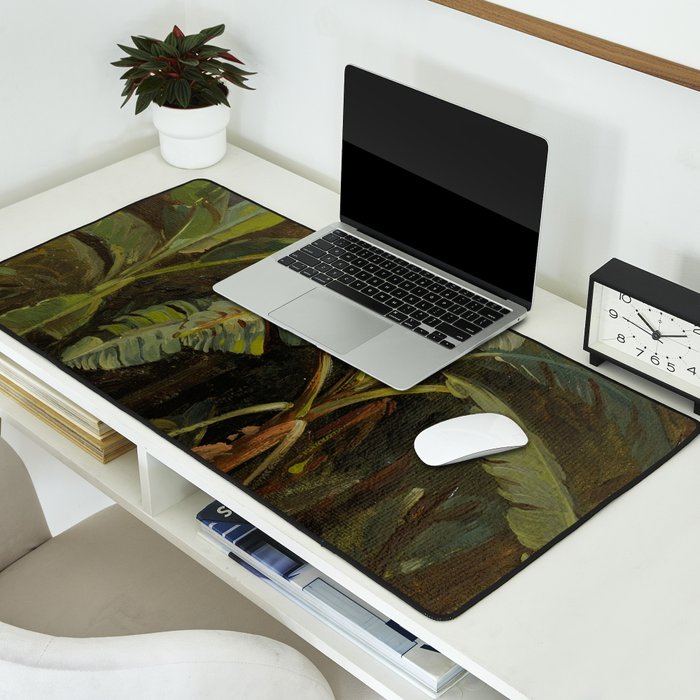  Tropical Vintage Jungle Botanicals in Earthy Greens and Lush Forest Tones Desk Mat Gallery Image 2