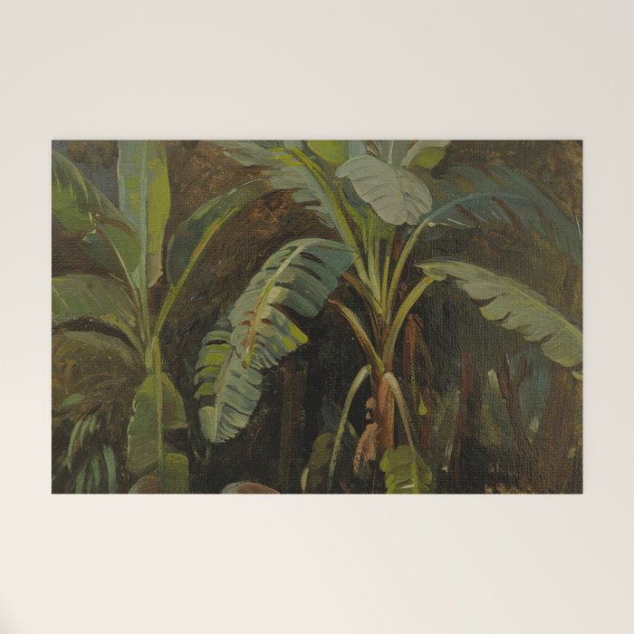 Tropical Vintage Jungle Botanicals in Earthy Greens and Lush Forest Tones Welcome Mat Gallery Image 1