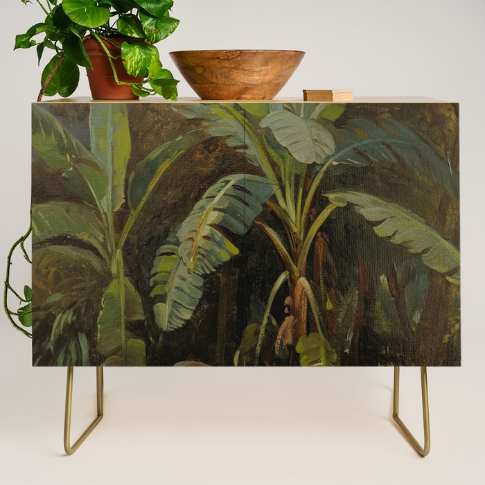  Tropical Vintage Jungle Botanicals in Earthy Greens and Lush Forest Tones Credenza Gallery Image 1