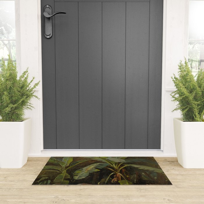  Tropical Vintage Jungle Botanicals in Earthy Greens and Lush Forest Tones Welcome Mat Gallery Image 3