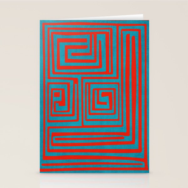 Vibrant Colors OP Art Teal Red Abstract Stationery Card Gallery Image 2