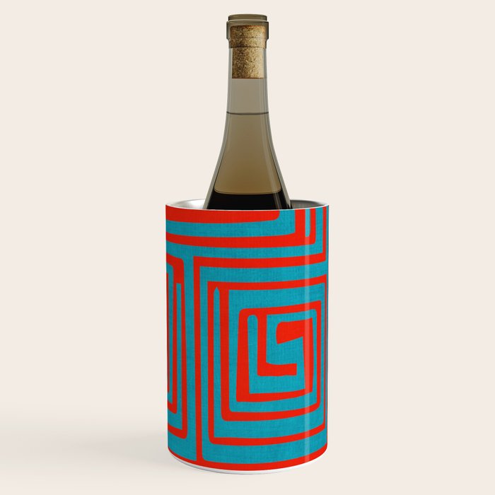 Vibrant Colors OP Art Teal Red Abstract Wine Chiller Gallery Image 1