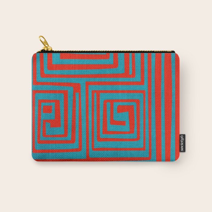 Vibrant Colors OP Art Teal Red Abstract Carry All Pouch Gallery Image 1