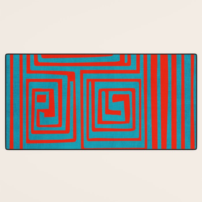 Vibrant Colors OP Art Teal Red Abstract Desk Mat Gallery Image 3