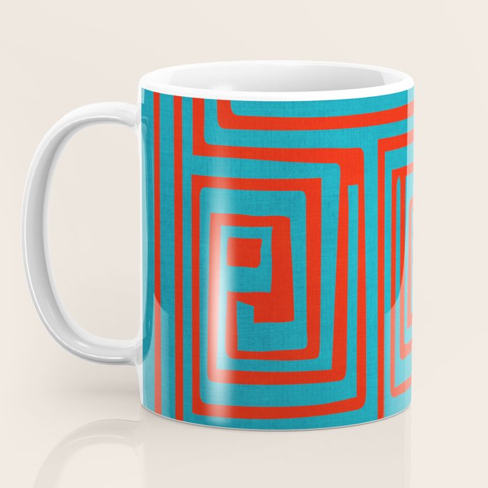 Vibrant Colors OP Art Teal Red Abstract Coffee Mug Gallery Image 3